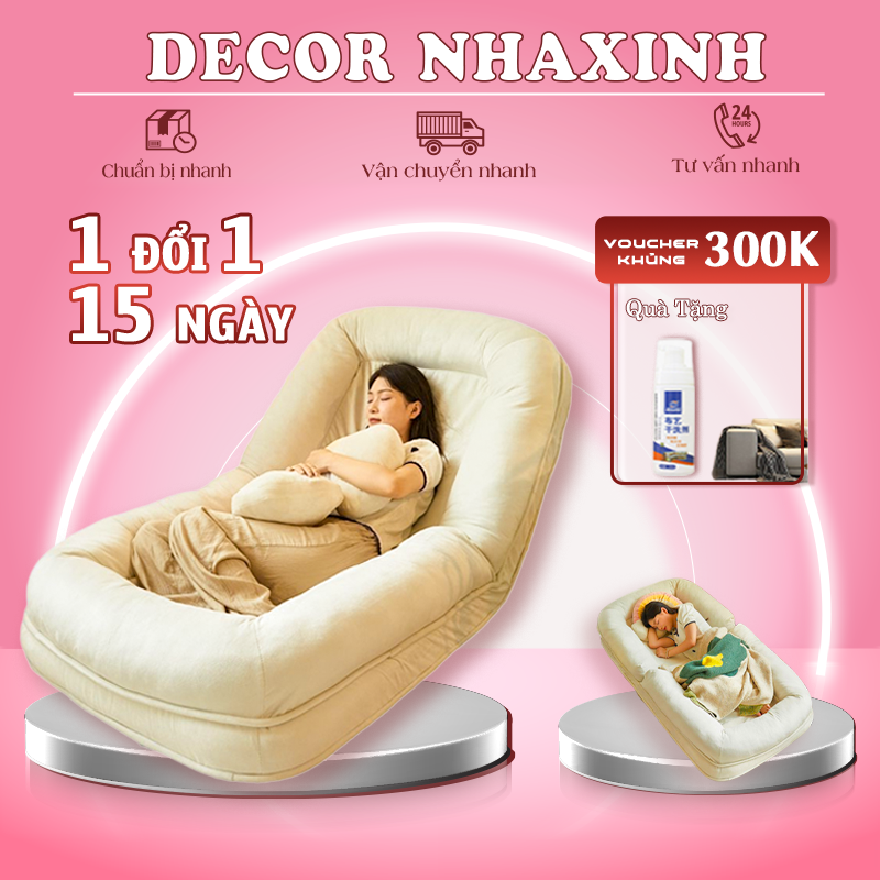 [ƯU ĐÃI MỚI] Ghế Lười Sofa Giường, Ghế Lười Phòng Ngủ Khung Sắt Chắc Chắn Cứng Cáp, Sofa Lười Gấp Gọn Tặng Kèm Gối