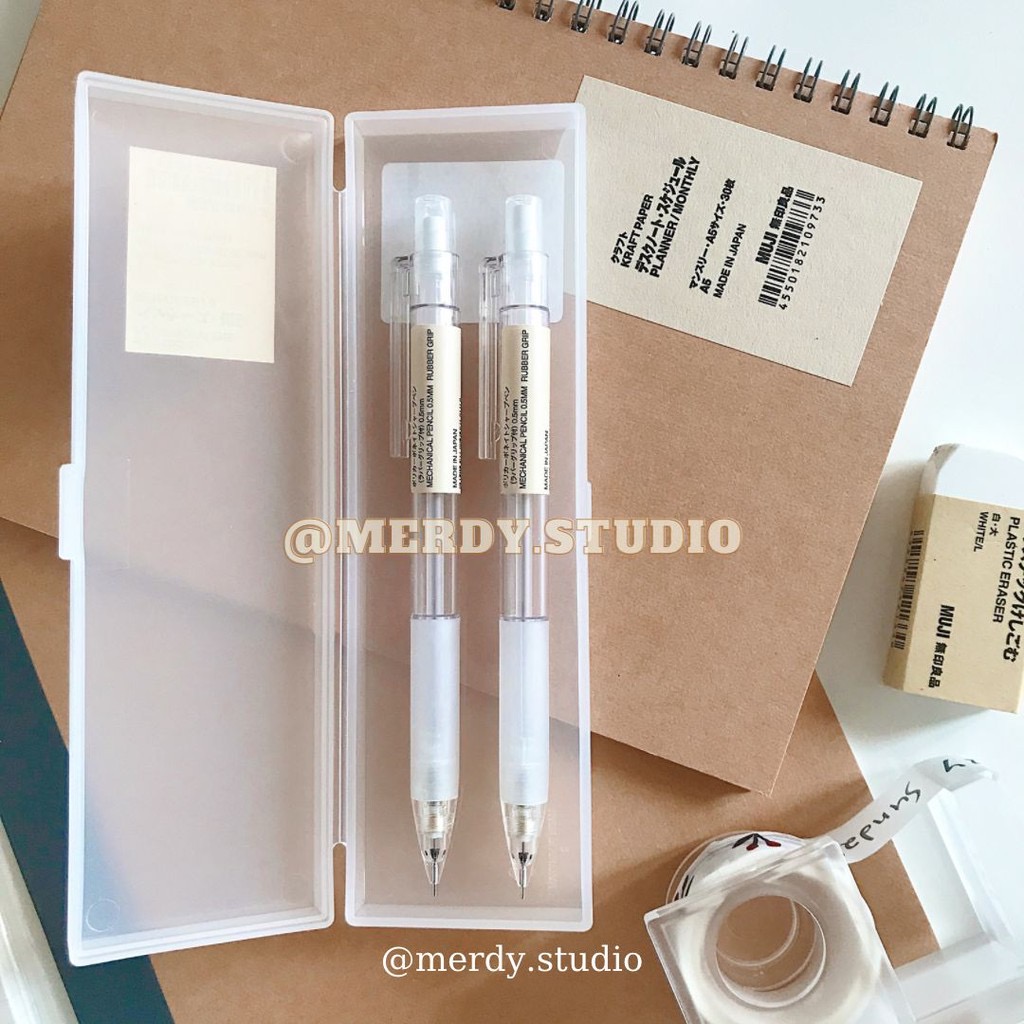 Bút chì bấm MUJI chính hãng trục Polycarbonate ngòi 0.5mm - ảnh thật, có bill