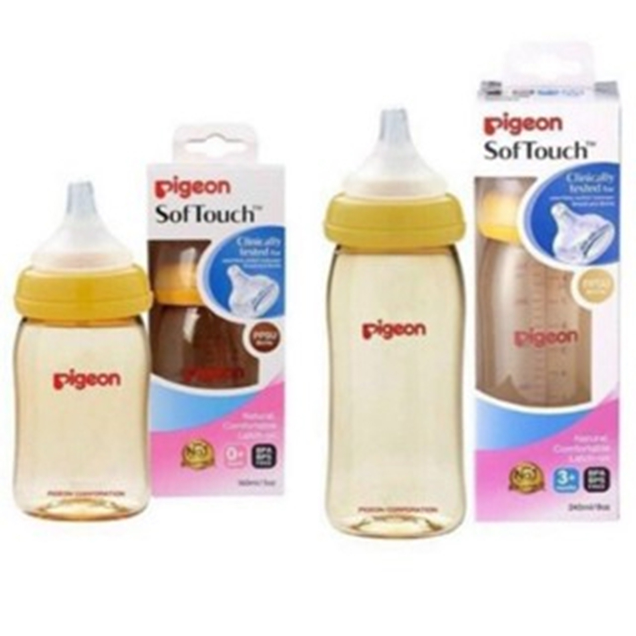 Bình sữa Pigeon Softouch cổ rộng nhựa cao cấp dung tích 160ml và 240ml hàng chính hãng.