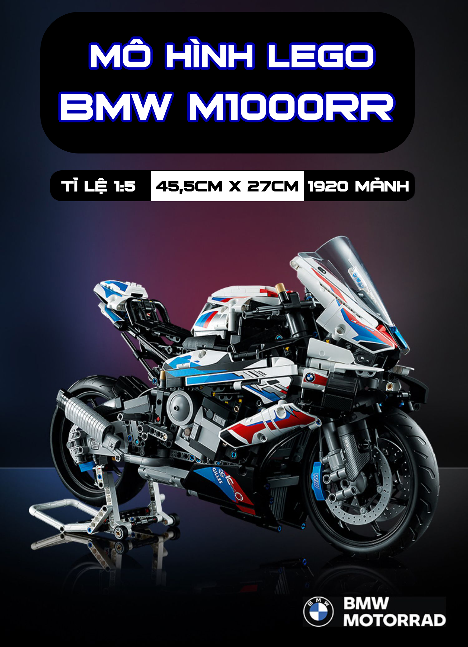 Mô hình lắp ghép xe đua bmw m1000rr tỉ lệ 1 : 5
