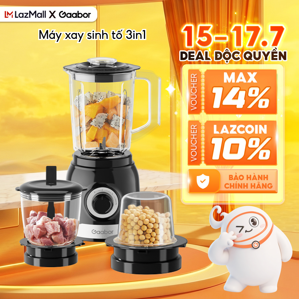 Máy xay sinh tố đa năng Gaabor JM-16M02A 3in1 xay thịt gia vị xay sinh tố - Bảo hành 12 tháng 1 đổi 1
