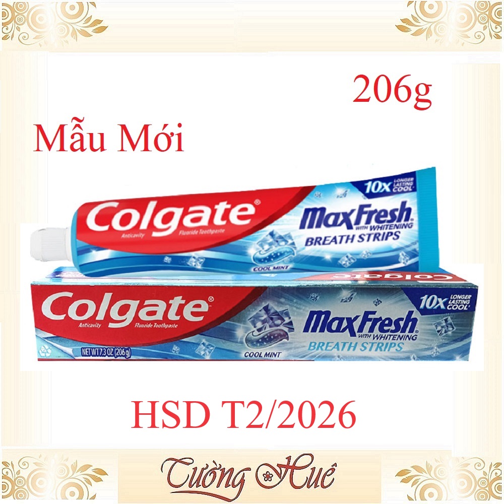 Kem Đánh Răng Colgate Max Fresh Breath Strips Cool Mint - 206g.