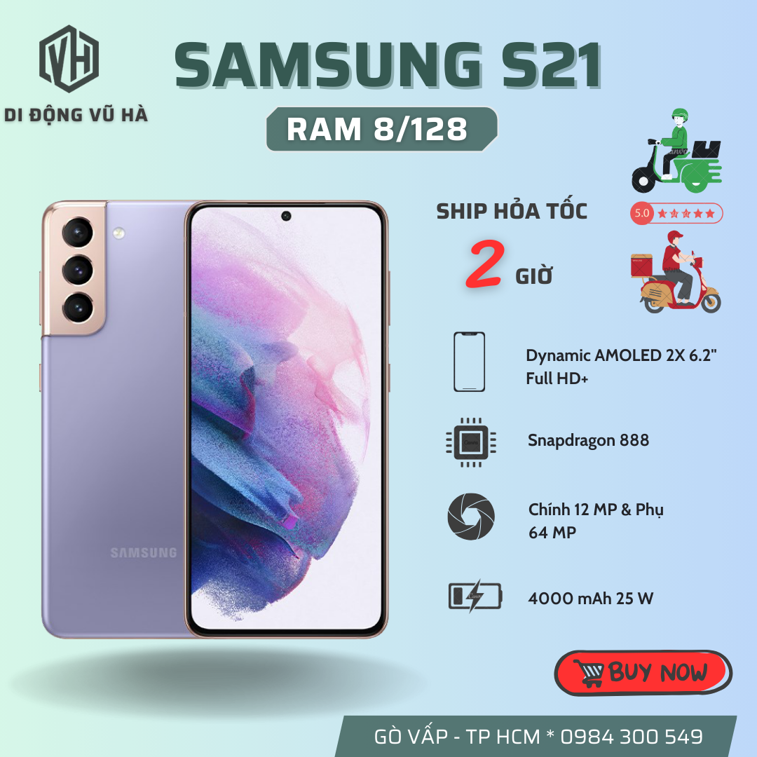 Điện thoại samsung s21 5g mỹ ram 8/128 snap 888 nguyên zin