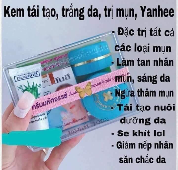 Bộ thoa mụn tái tạo trắng da Yanhee xanh dương Thái Lan