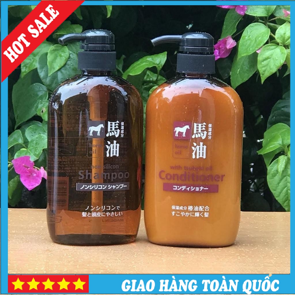 Bộ dầu gội - xả mỡ ngựa Horse Oil Nhật Bản (600ml)