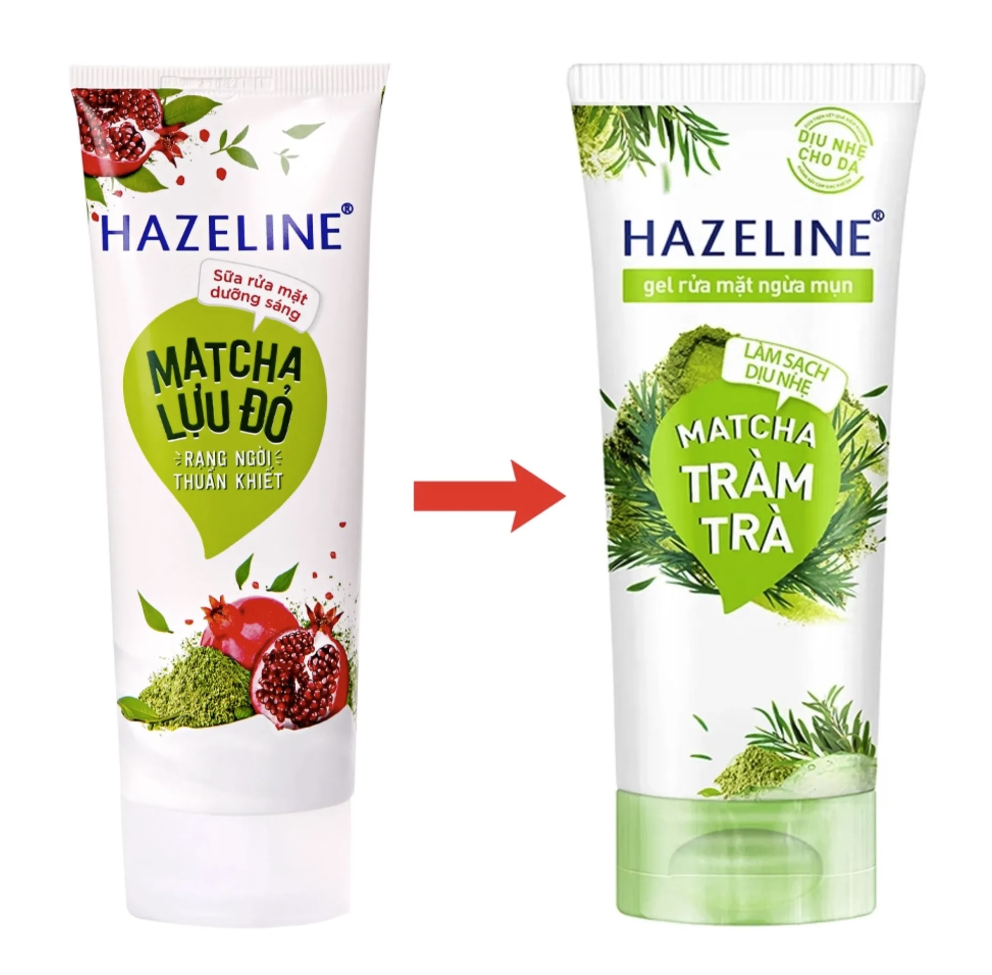 Sữa rửa mặt hazeline ngừa mụn dịu nhẹ matcha tràm trà 100g
