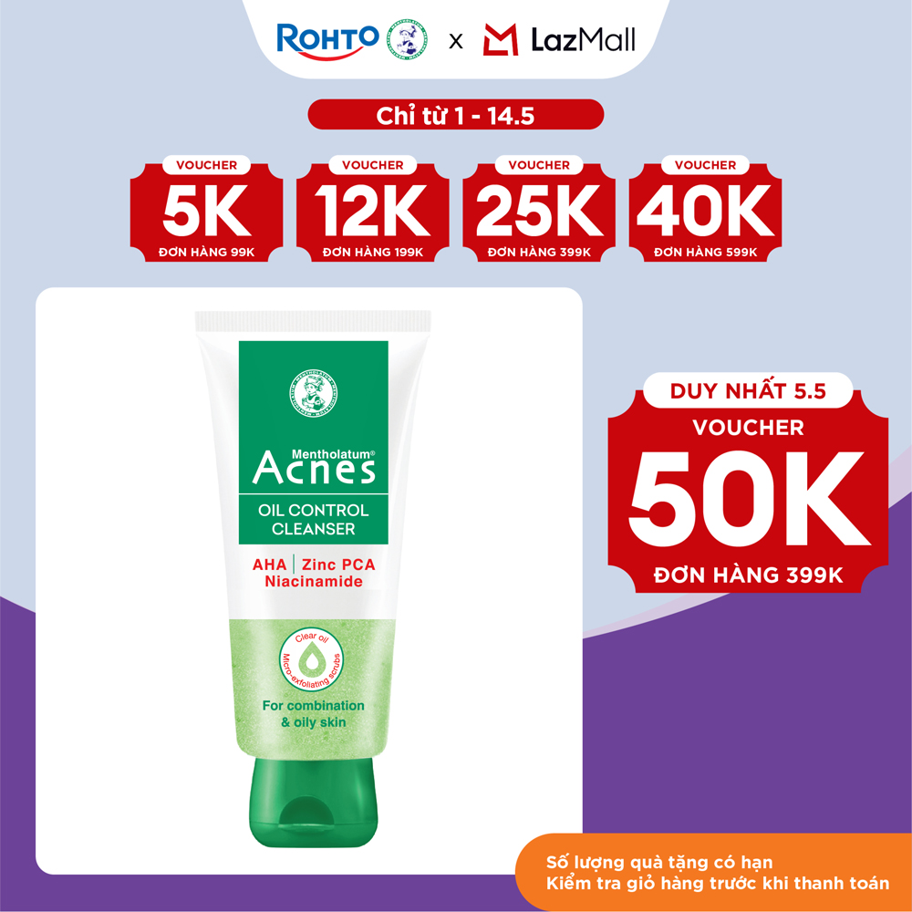 Sữa rửa mặt kiểm soát nhờn ngăn ngừa mụn dạng gel Acnes Oil Control Cleanser 100g