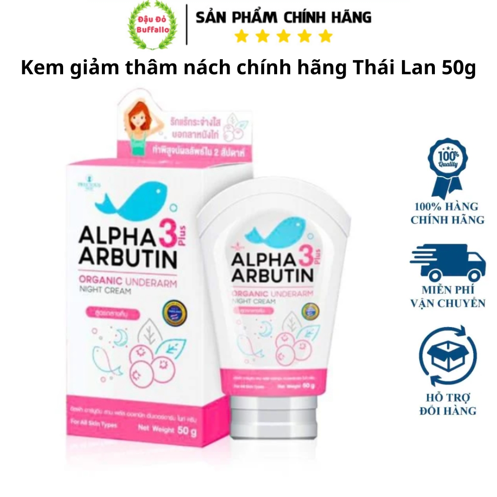 Kem thâm nách thái lan alpha arbutin organic underarm night cream 50g - giúp trắng mịn, khử mùi và giảm mọc lông nách