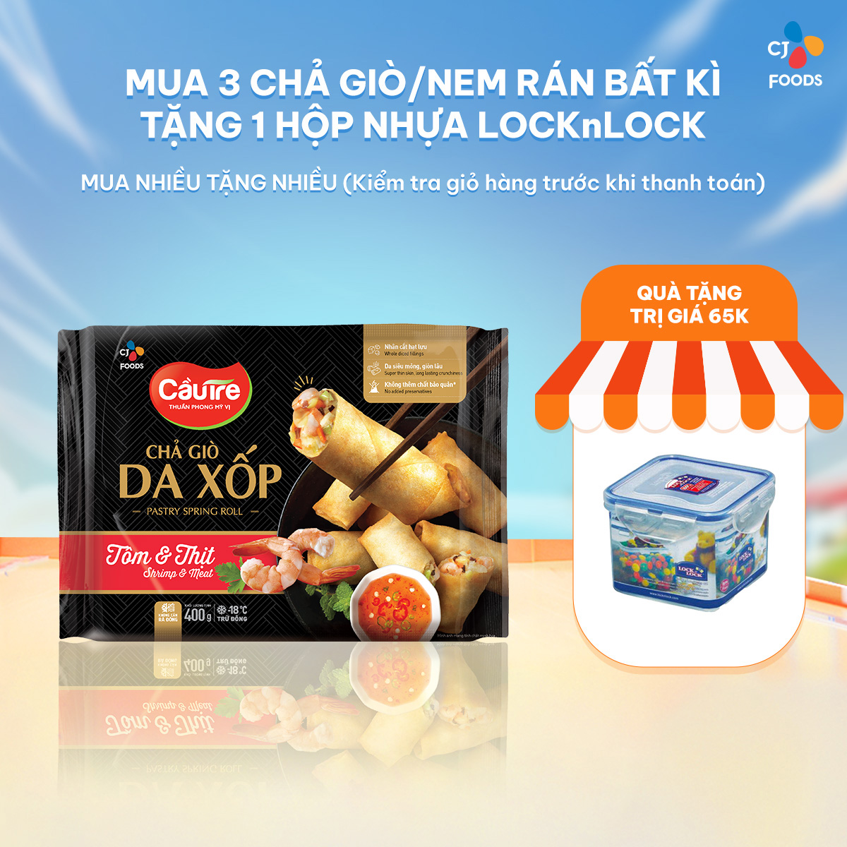 [HCM_HN] Chả giò da xốp Cầu Tre Tôm thịt 400g
