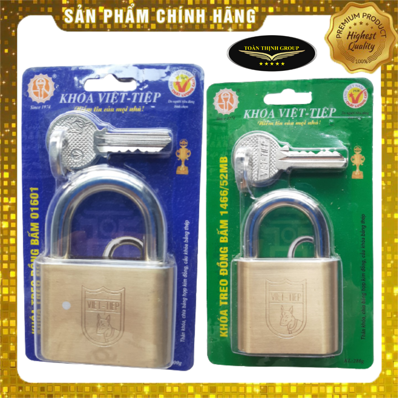 [Hàng Xịn] Ổ Khóa Treo Đồng Bấm Việt Tiệp 6 Phân (Mã 01601) Khóa Đồng Nguyên Khối, Chống Trộm, Chống Cắt, Siêu Bền Bỉ Với Thời Gian