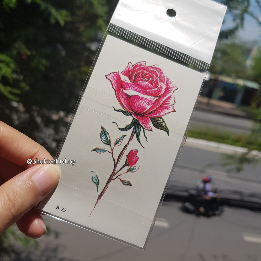 Giảm giá Hình xăm dán tatoo mini hoa hồng b22 - BeeCost