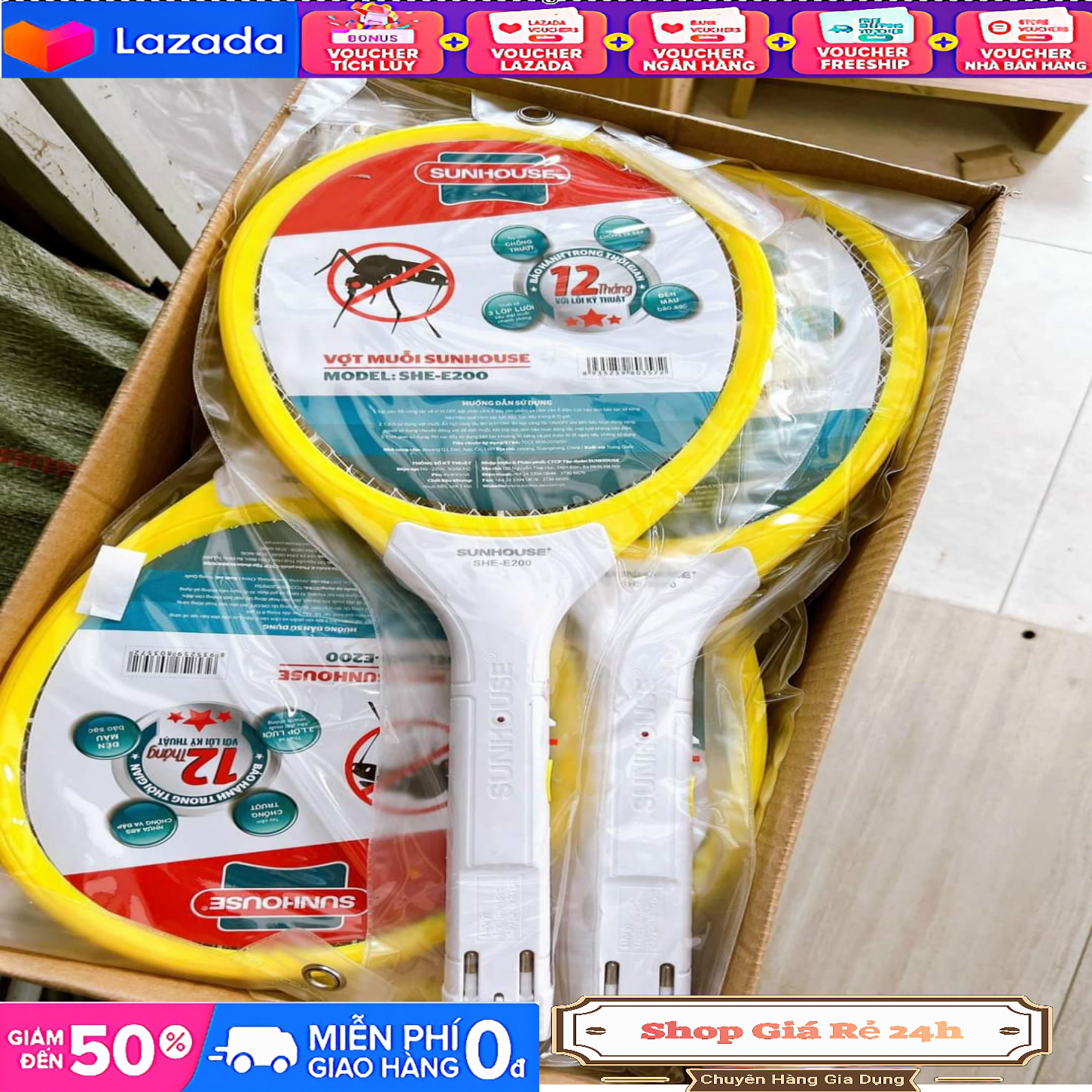 Vợt muỗi sunhousei - vợt điện đuổi bắt muỗi sunhouse she-e200