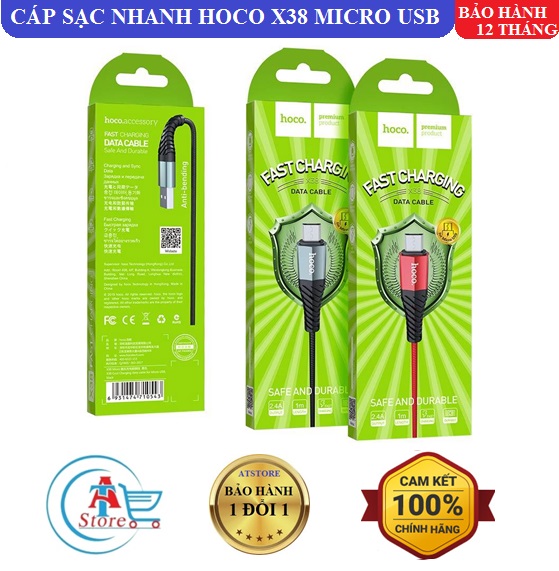 Cáp sạc nhanh hoco x38 microusb 1m - bh 12 tháng
