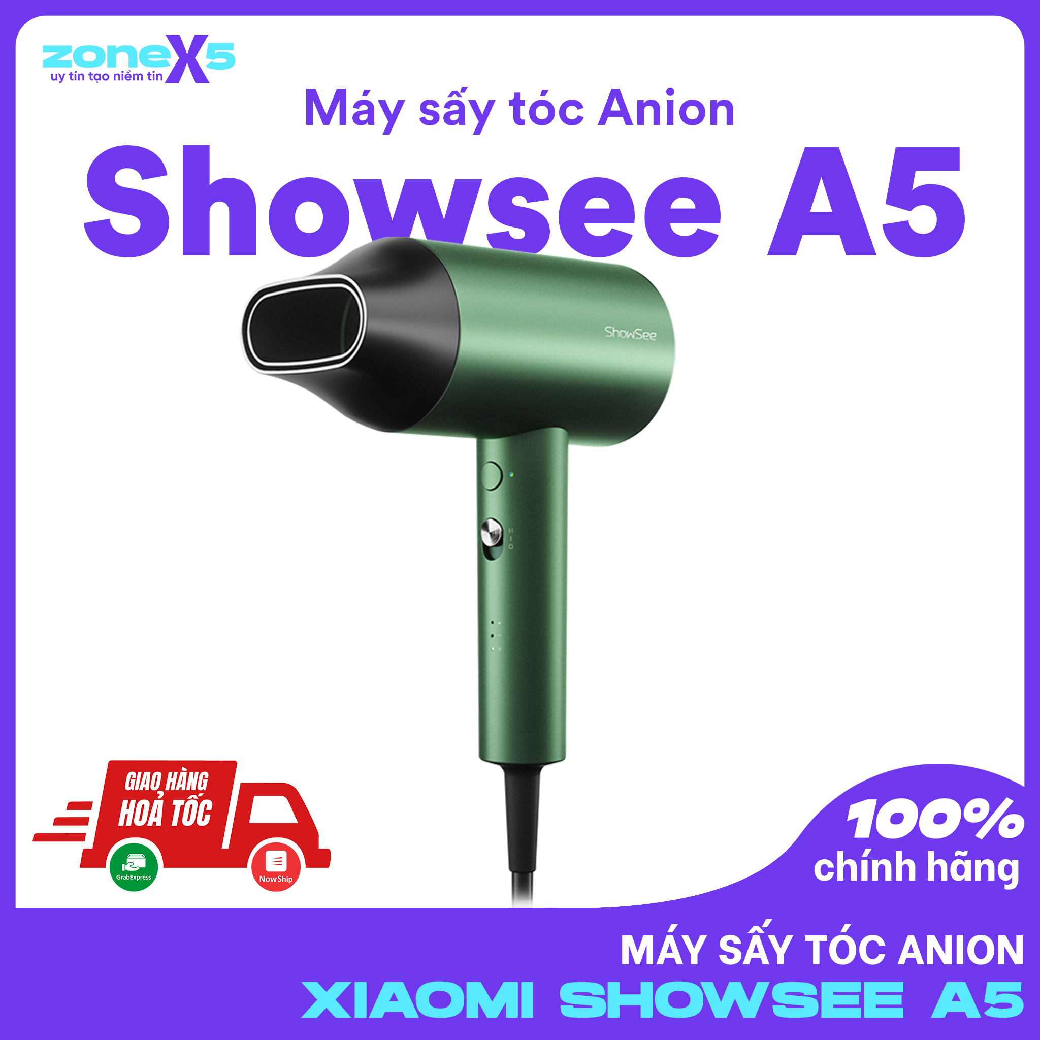 Máy sấy tóc Anion cao cấp Xiaomi Showsee A5 - Sấy siêu nhanh, bảo vệ tóc với ion- và nhiệt độ không đổi