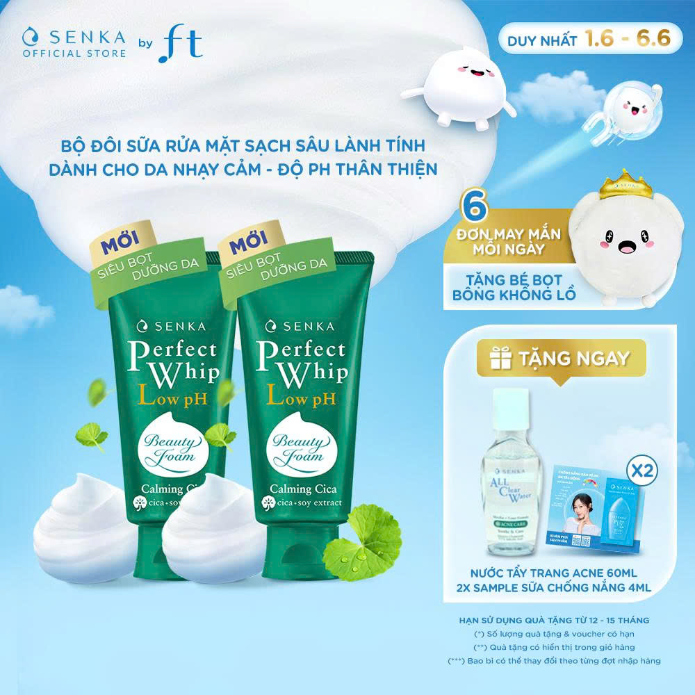 Bộ đôi sữa rửa mặt sạch sâu lành tính SENKA PERFECT WHIP CICA 100GX2