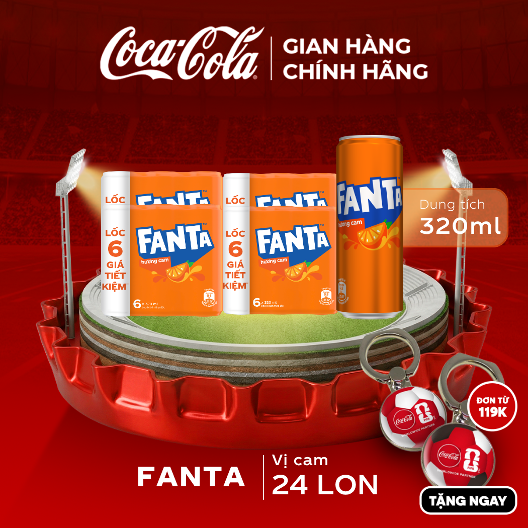 [SIÊU SALE ] Thùng 24 Lon Nước Ngọt Có Gas Fanta Vị Cam 320ml/Lon Sale 25.05 Coca-Cola Chính Hãng_LD