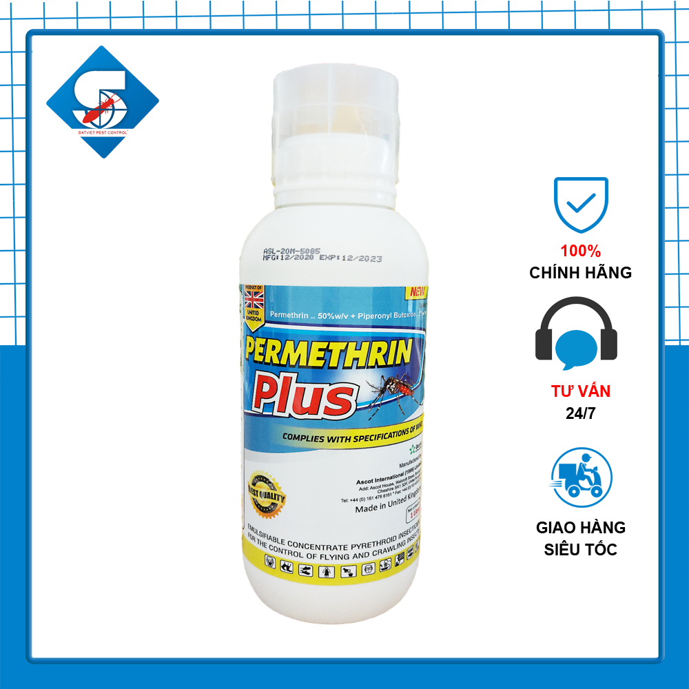 [XẢ KHO] Dung Dịch diệt Muỗi Kiến Gán nhập khẩu Anh quốc Permethrin Plus chai 1 lít