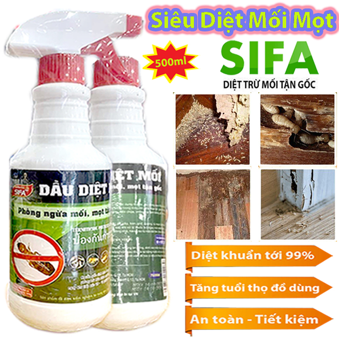 Xịt Diệt Mối Mọt Tận Gốc SIFA 500ml Mẫu Mới Nguồn Gốc Thảo Mộc, Diệt Chống Mối Mọt Gỗ, Tủ Bếp, Sàn Gỗ Đồ Gia Dụng