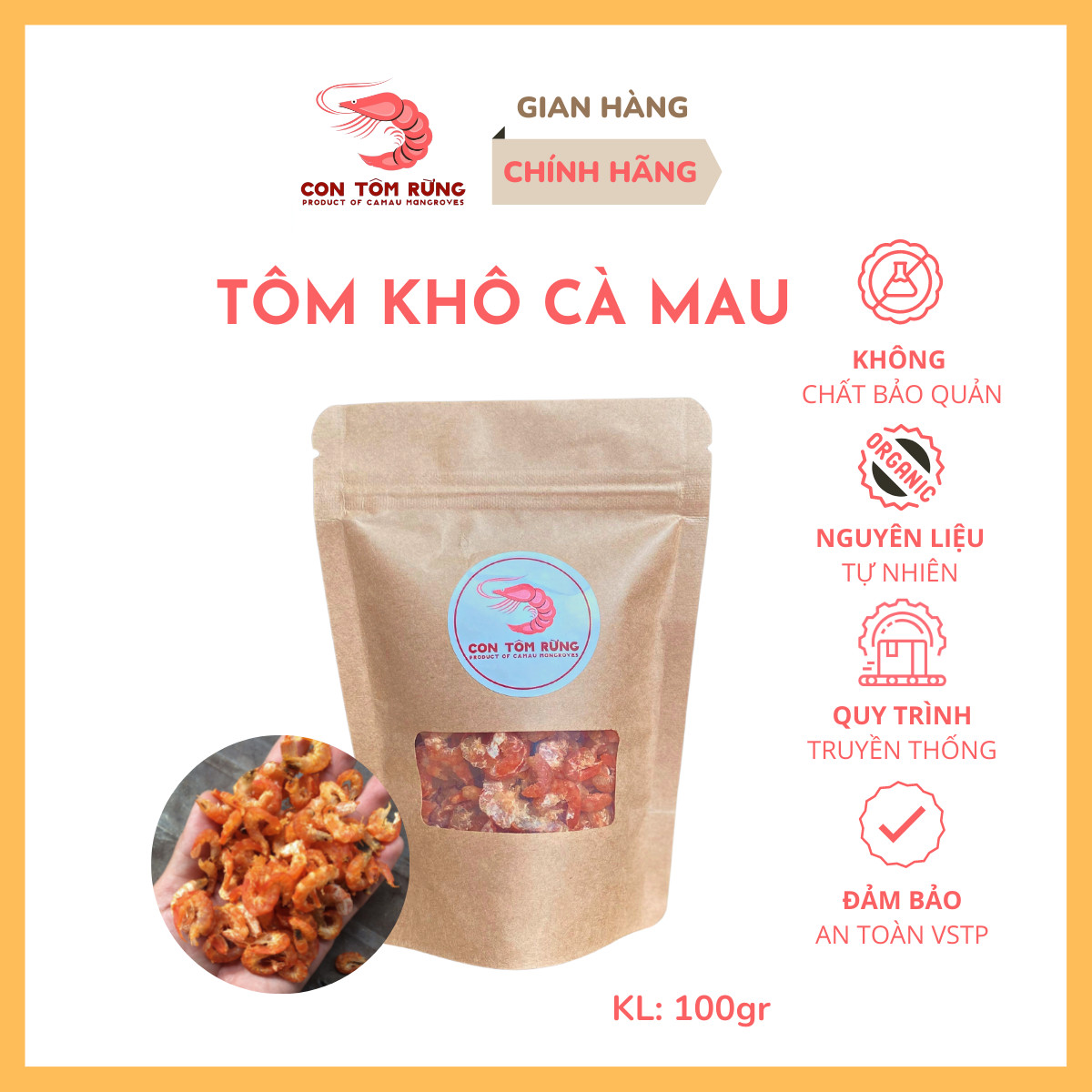 Tôm khô Con tôm rừng loại 2 Đặc sản rừng ngập mặn Cà Mau