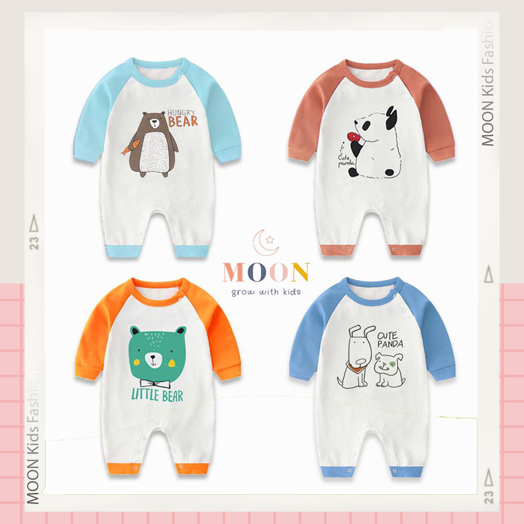 Bộ body dài tay chất liệu cotton họa tiết đáng yêu cho bé