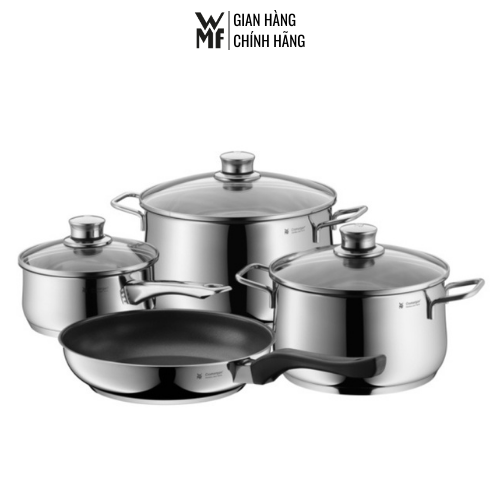 Bộ nồi thép 4 món wmf diadem plus cookware set chất liệu thép không gỉ cromargan 18/10 dùng cho mọi loại bếp - 0730276040