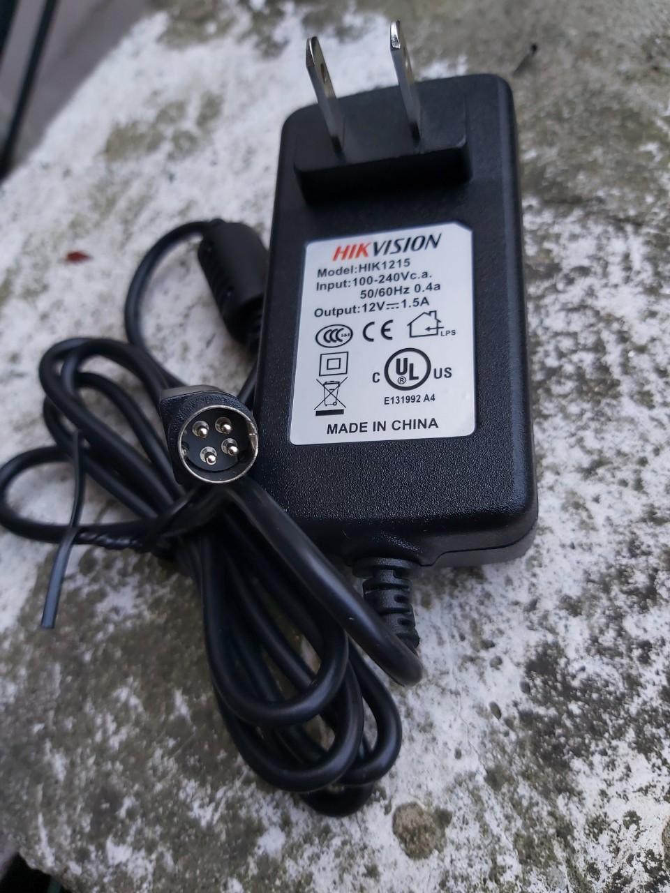 Adapter đầu ghi camera hikvision 12v 1.5a giắc cắm 4 chân pin