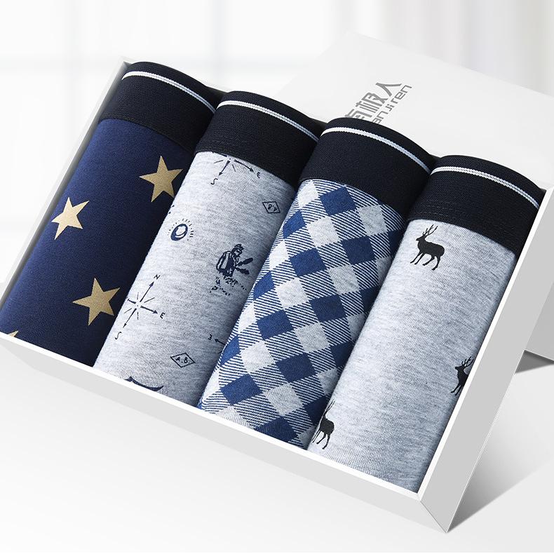 Hôp 4 chiếc quần sịp nam boxer, quần lót nam, quần lót đùi nam chất cotton, mềm mát