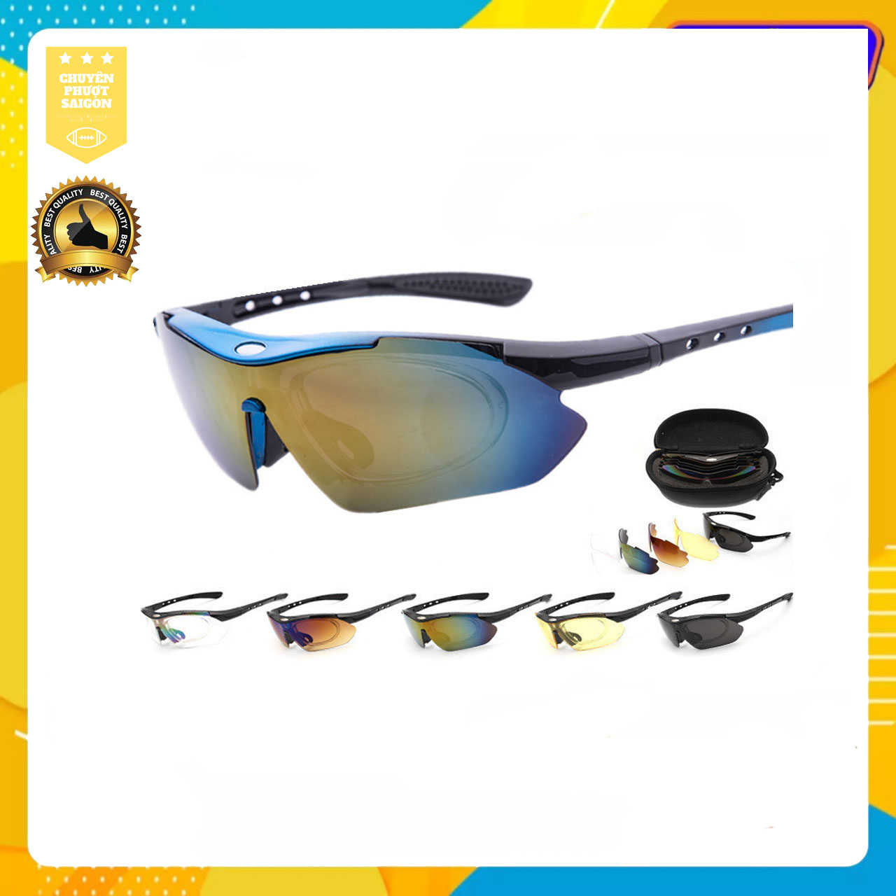 BỘ KÍNH THỂ THAO CHỐNG TIA UV [ TẶNG KÈM HỘP VÀ KHĂN LAU KÍNH GIÁ TRỊ ]