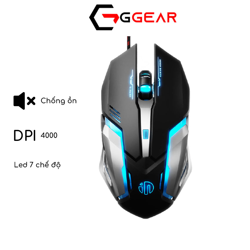 Chuột gaming máy tính có dây GGear - Bản cao cấp 4000 dpi chống ồn LED RGB GPB6