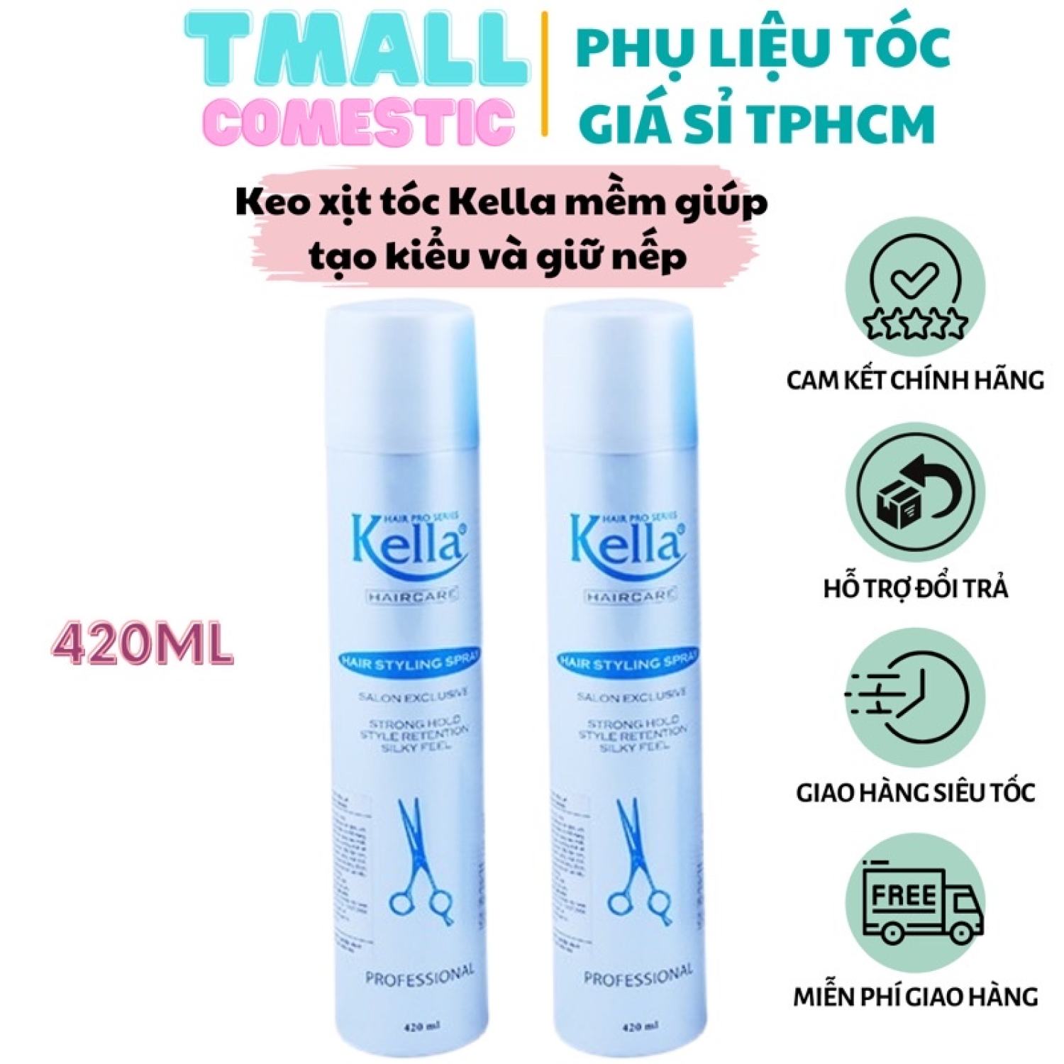  Keo xịt tóc Kella mềm giúp tạo kiểu và giữ nếp 420ml 