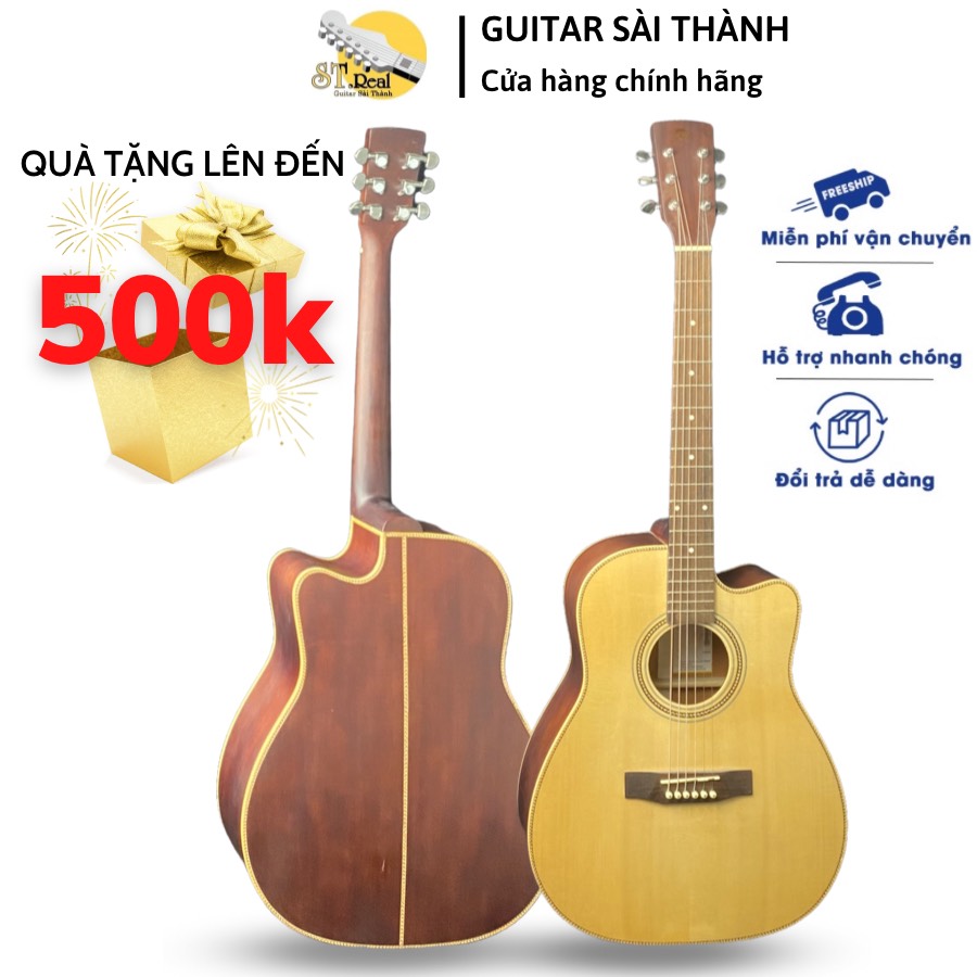 (Miễn Phí Ship) Đàn guitar modern dây kim loại tặng kèm bao đựng, phím gãy, giáo trình đệm hát, dây sơ cua