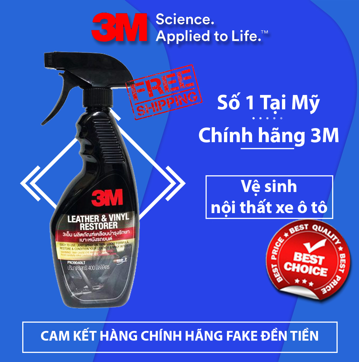 [HCM]Chai xịt vệ sinh nội thất ghế da 3M-39040LT- Hàng Chính Hãng