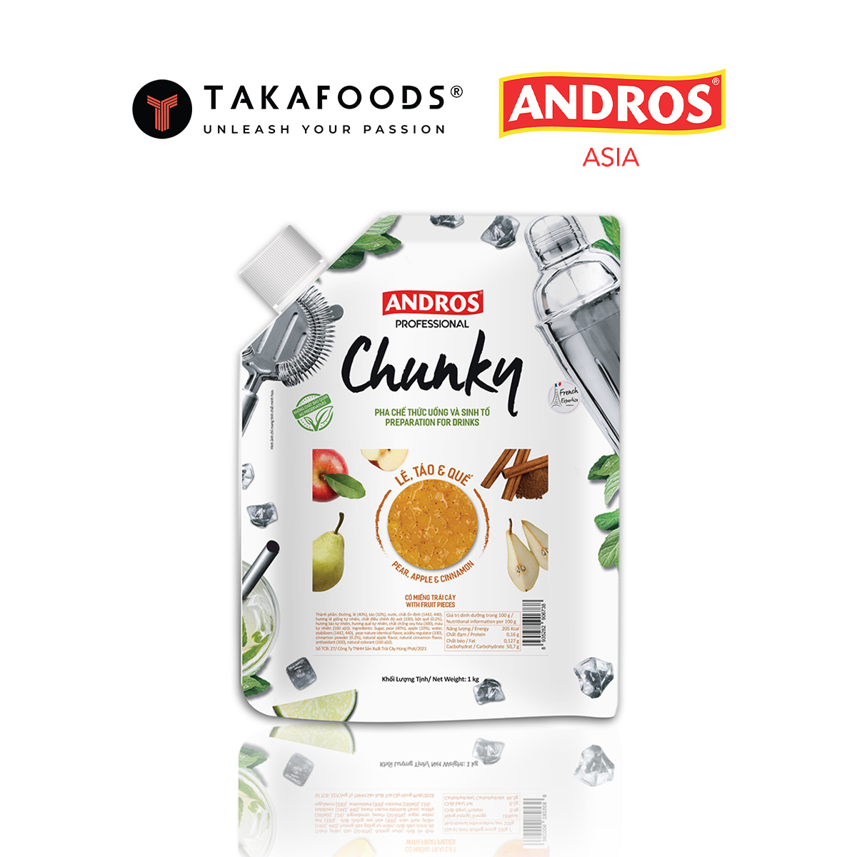 Mứt trái cây Chunky bịch 1 kg Vị Táo Lê Quế