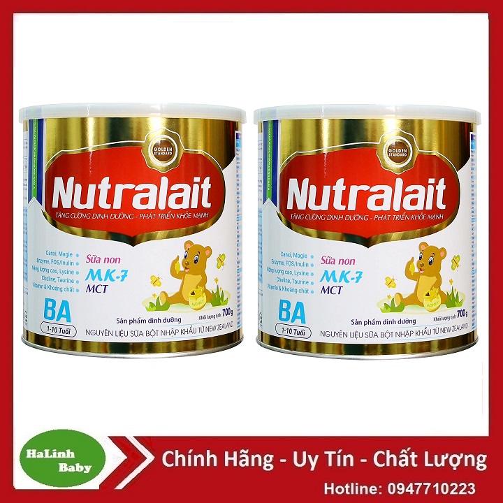 Combo 2 lon sữa bột nutralait ba 700g