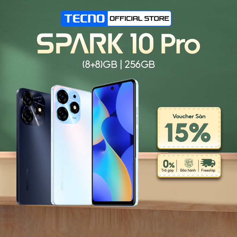 Điện thoại tecno spark 10 pro 8gb/256gb - helio g88 | 5000 mah | sạc nhanh 18w | cảm ứng vân tay