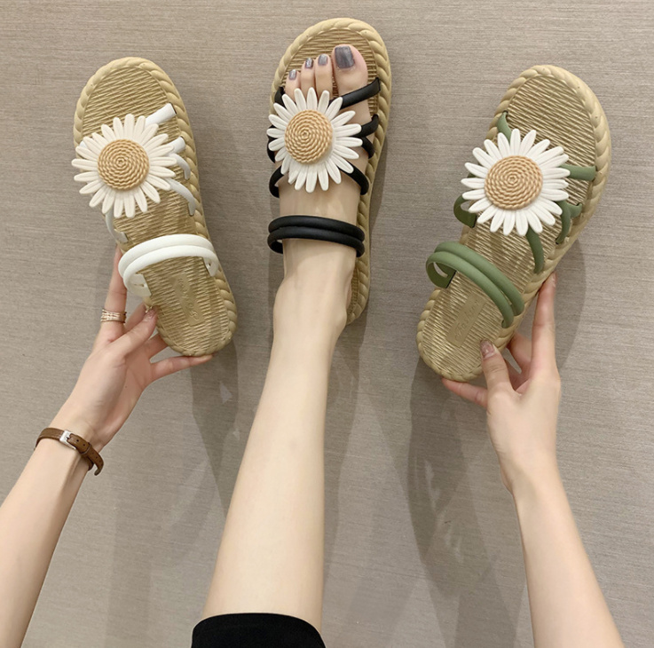 Dép hoa cúcdép nhựa xịn dép nữ dép quai ngang dép lê sandal hoa daisy