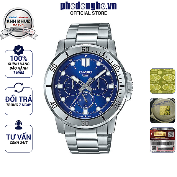 Đồng hồ nam dây kim loại casio anh khuê mtp-vd300d-2eudf