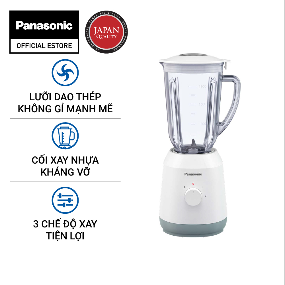 Máy xay sinh tố Panasonic MX-EX1561WRA - Công suất 450W - 1 cối xay thủy tinh 1.5L và 1 cối xay khô 50g - Lưỡi dao thép không gỉ - 2 tốc độ xay và nhồi - Bảo hành chính hãng 12 tháng