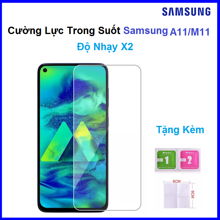 Kính cường lực Samsung A11/M11 kính trong suốt không full màn hình độ nhạy x2