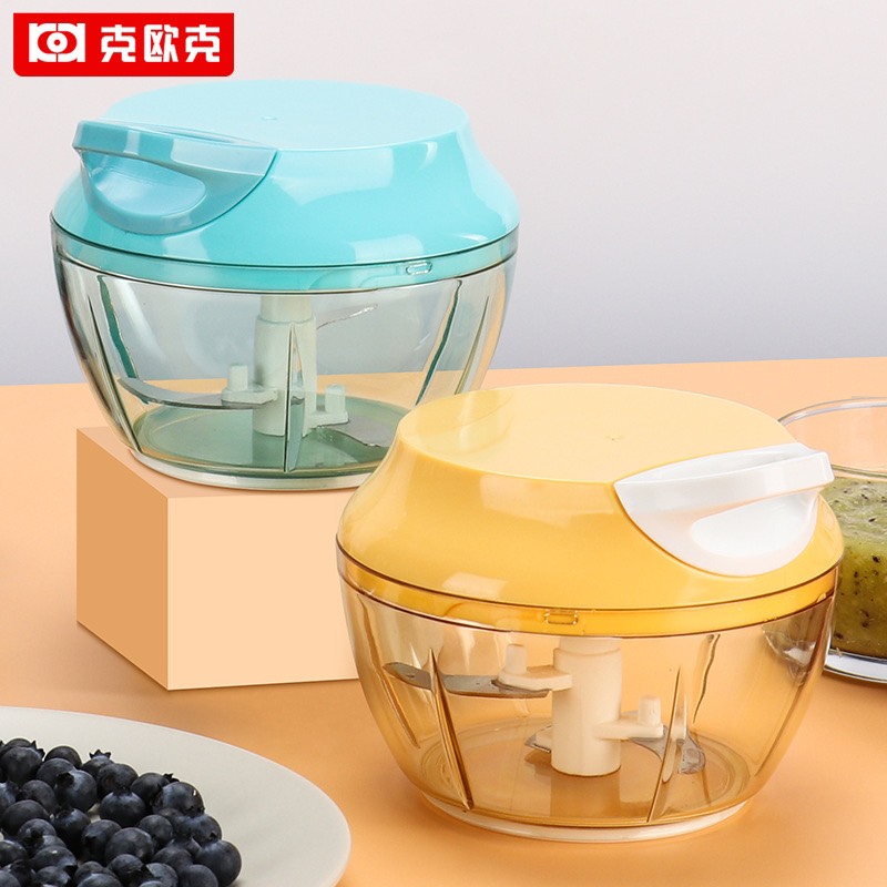 Máy xay mini cầm tay kéo dây 550ml, xay tỏi ớt, rau củ quả, thịt cá, đồ ăn dặm cho bé