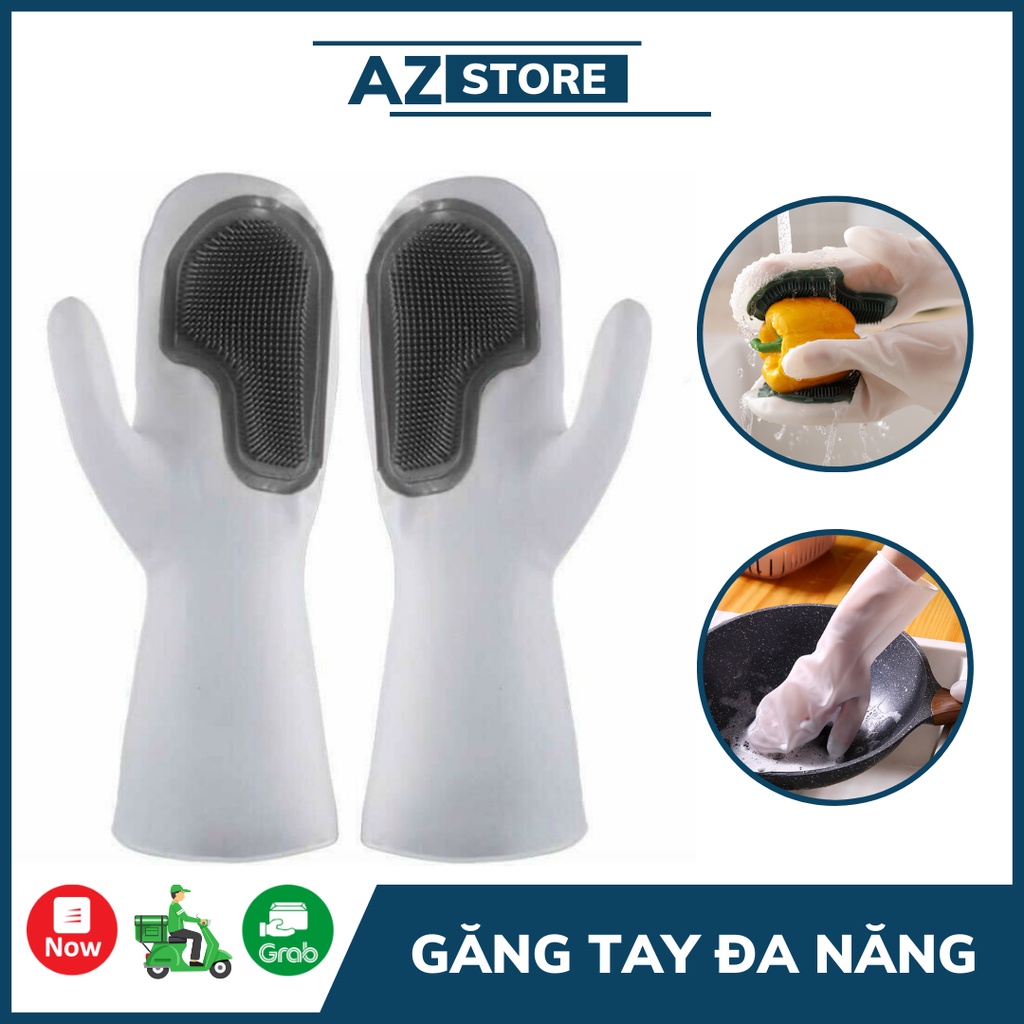 Găng tay tạo bọt silicon rửa chén bát - không hại da tay - az store