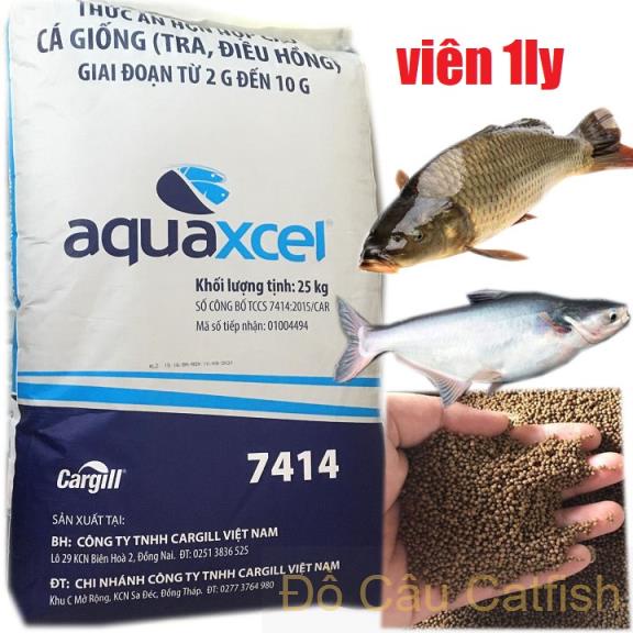 10kg thức ăn cá cargill 7414 40% đạm thức ăn cá tra cám cá diêu hồng thức ăn cá koi mồi câu cá tra