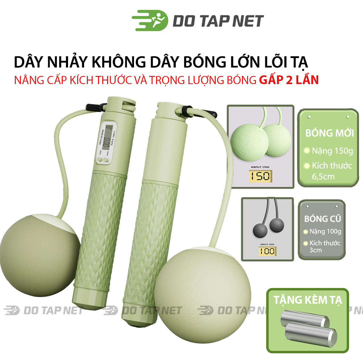 Dây nhảy đếm số không dây, dây tập tập thể dục bóng lớn có tạ sắt giảm cân tại nhà