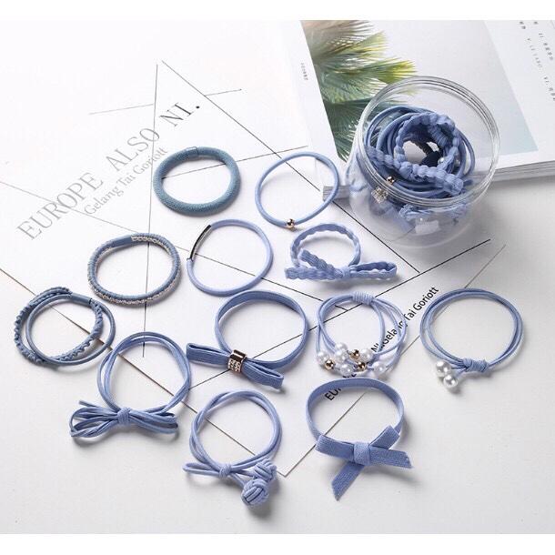 [HCM]HỘP 12 DÂY THUN CỘT TÓC NỮ XINH XẮN - SÉT 12 SỢI THUN NHIỀU KIỂU ĐÁNG YÊU CHO BẠN GÁI