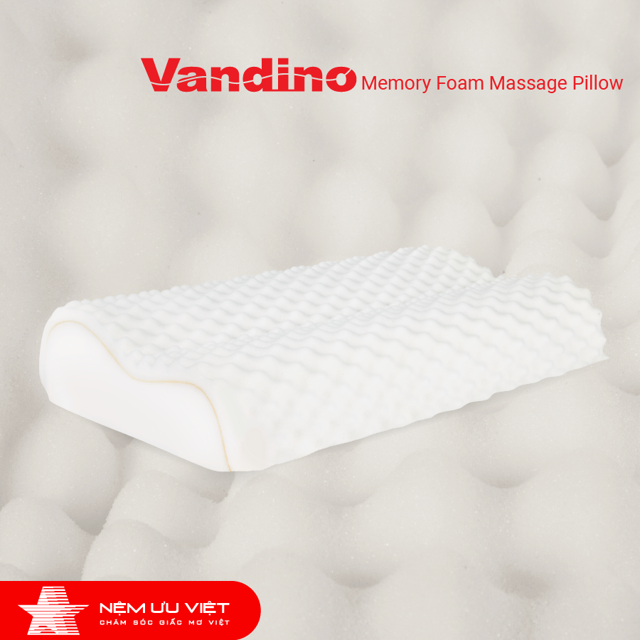 Gối Vandino MEMORY FOAM Orthopedic Massage Pillow Ưu Việt 34cm x 51cm x 8.3/10.3cm