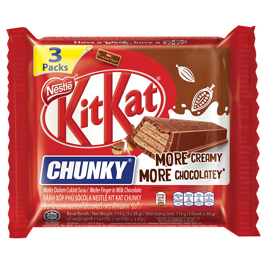 Bánh xốp phủ socola KitKat chunky gói 114g socola,Nestle