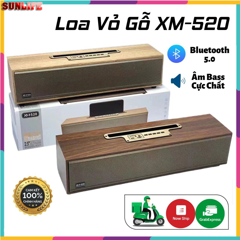 Loa bluetooth xm-520, âm bass mạnh mẽ, công suất lớn 20w, thiết kế vỏ gỗ sang trọng, đa dạng kết nối, loa không dây, loa mini, loa máy tính