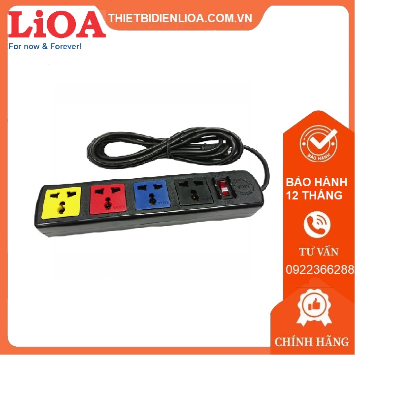 Ổ cắm kéo dài đa năng lioa 4 lỗ 4d32n - 4d52n dài 3m / 5m