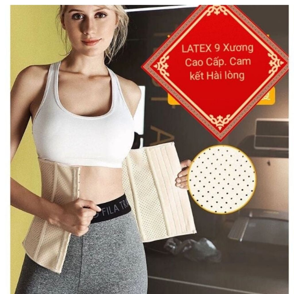 Đai Nịt Bụng Latex 9 Xương Cao Cấp Chính Hãng SPORTS BELT 4 Hàng Móc Cài Latex Đai nịt bụng giảm mỡ giảm eo thông hơi