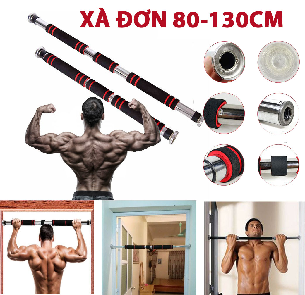 Xà đơn gắn cửa treo tường 80-130cm, đồ dùng thiết bị thể thao, xà đơn xà kép, dụng cụ tập đa năng, chịu lực 200kg, Xà đơn gắn cửa treo tường đa năng 80 - 130cm loại dày- xà đơn gắn tường.